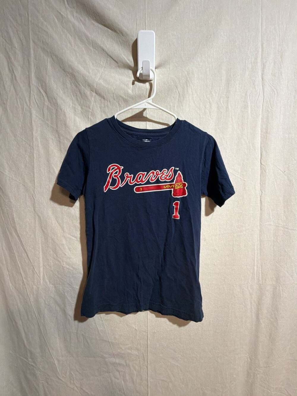 Atlanta Braves Ozzie Albies #1 Navy Youth Graphic T-Shirt